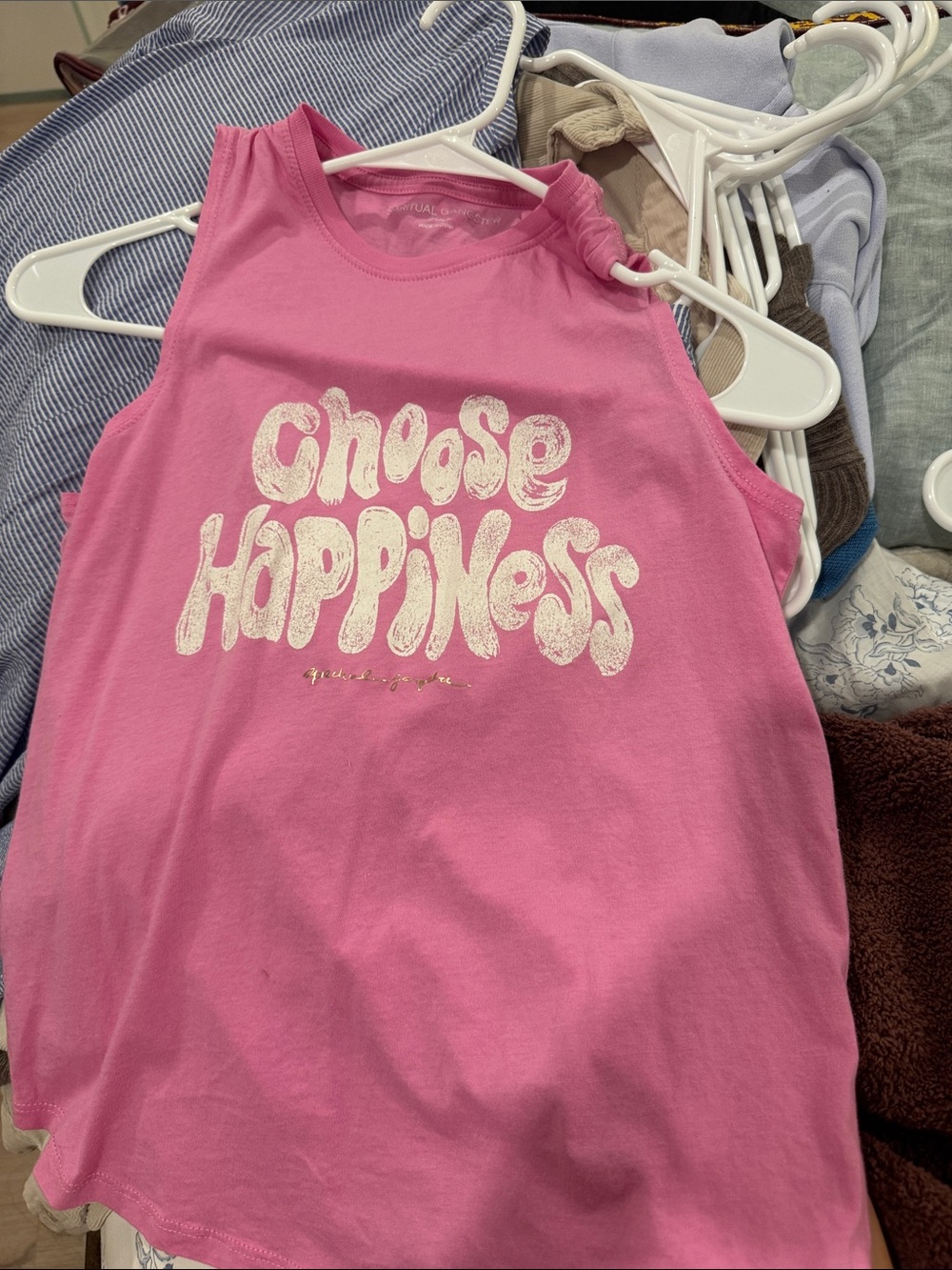 Pink Sleeveless 'Choose Happiness' Graphic Tank Top